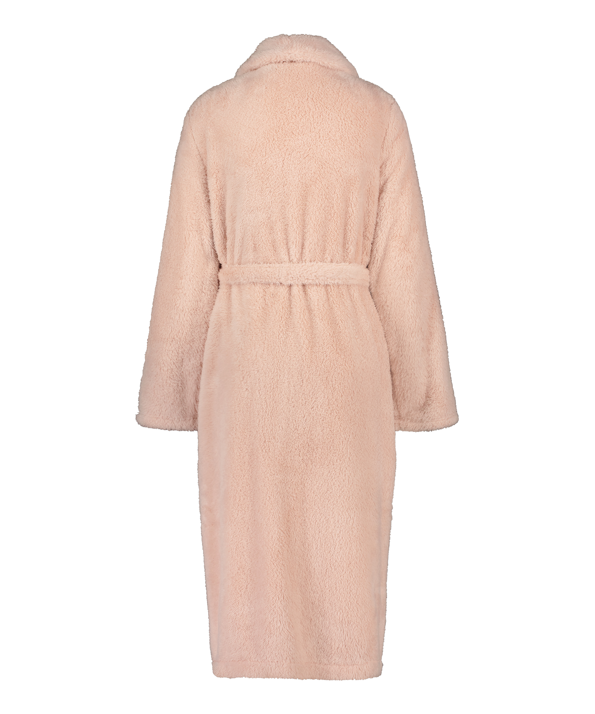 Long Fleece Bathrobe, Pink, main