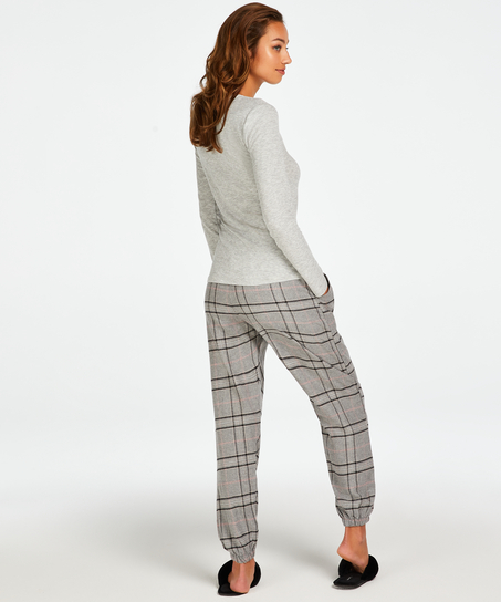 Petite Twill Check Pyjama Pants, Gray