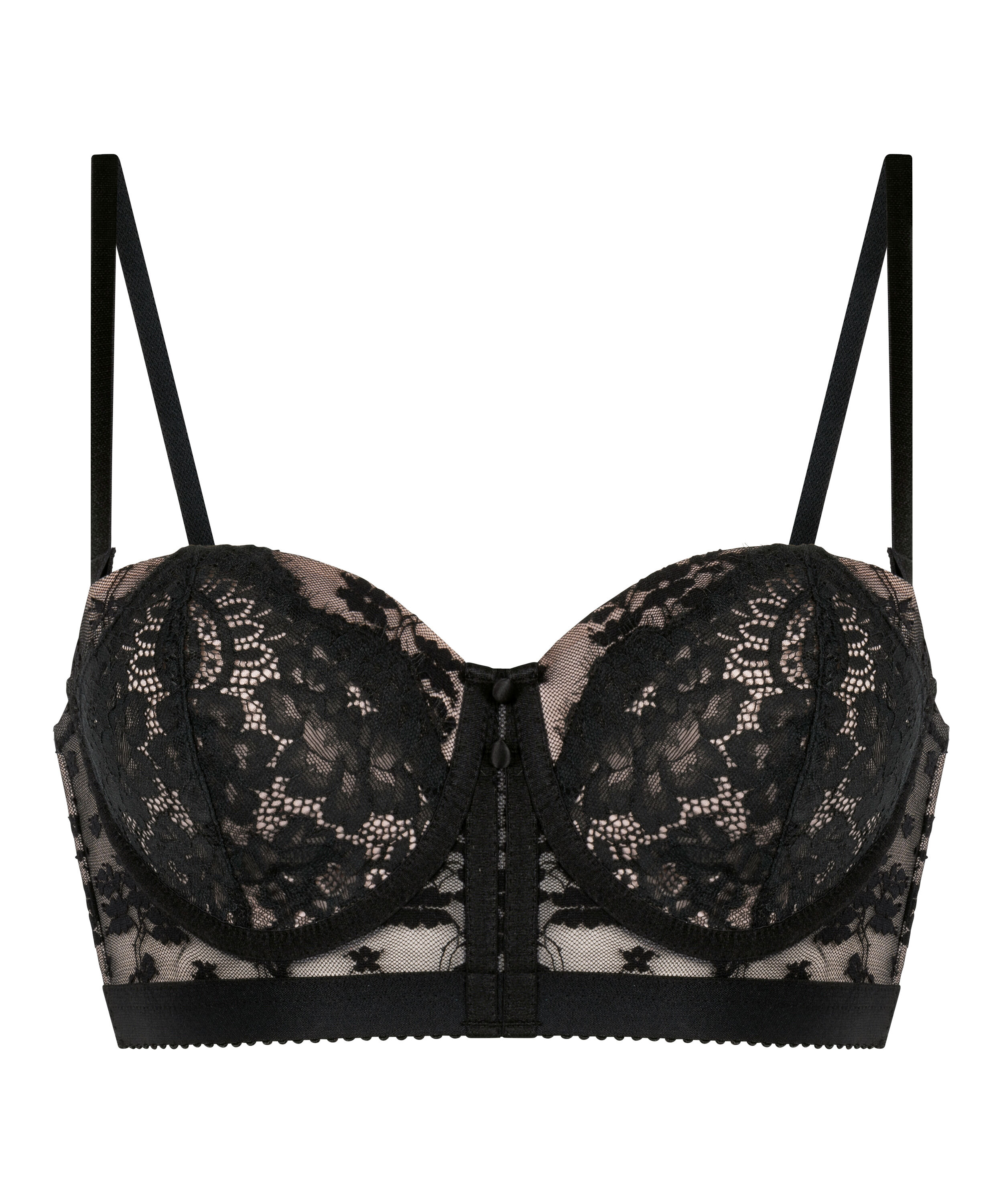Lou Padded Underwired Longline Bra, Black