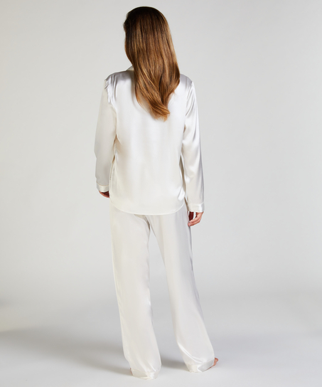 Satin Long-Sleeved Jacket, White