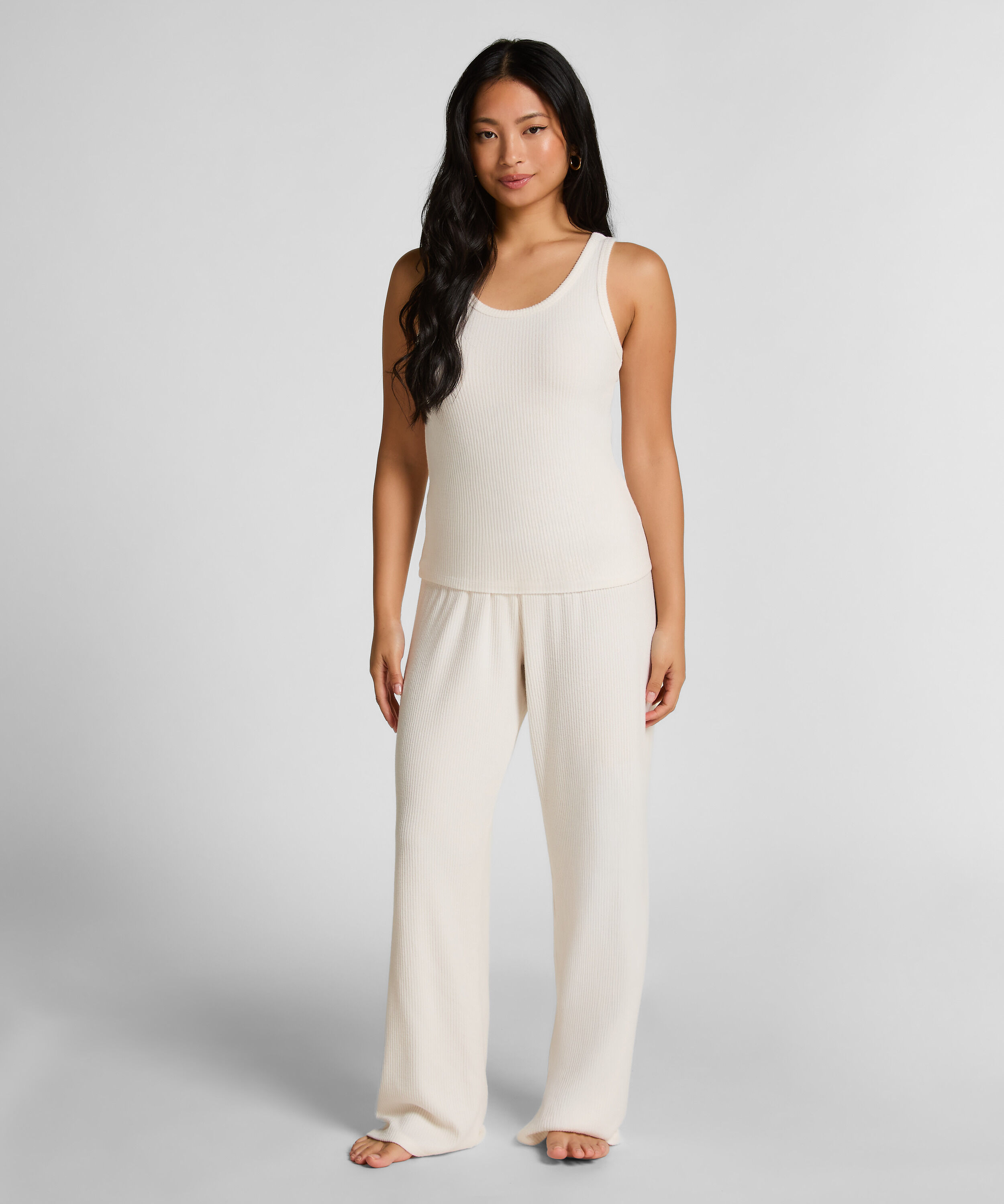 Singlet Brushed Jersey Rib, White