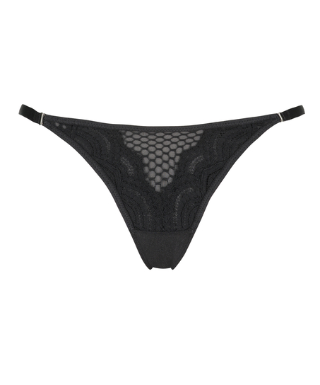 Duckie High Leg Tanga Thong, Black