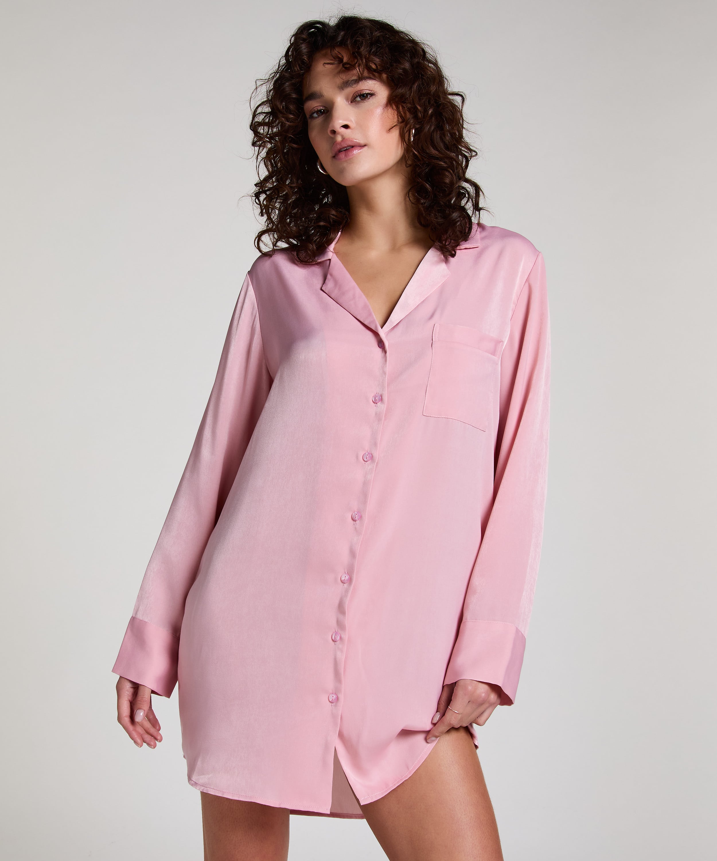 Satin Nightshirt, Pink, main
