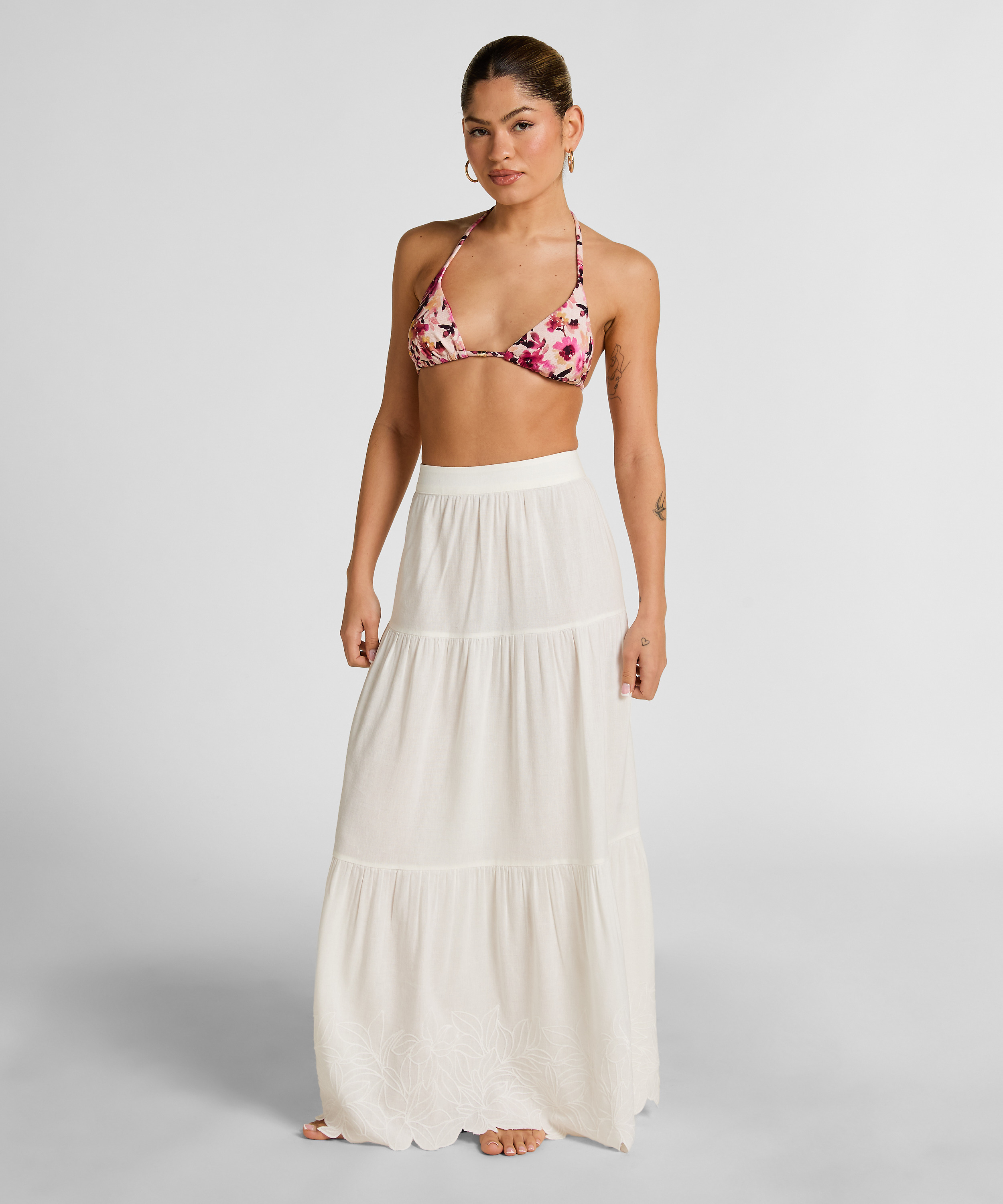 Embroiderd Skirt, White, main