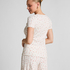Ribbed Lace Short-sleeved Top, White