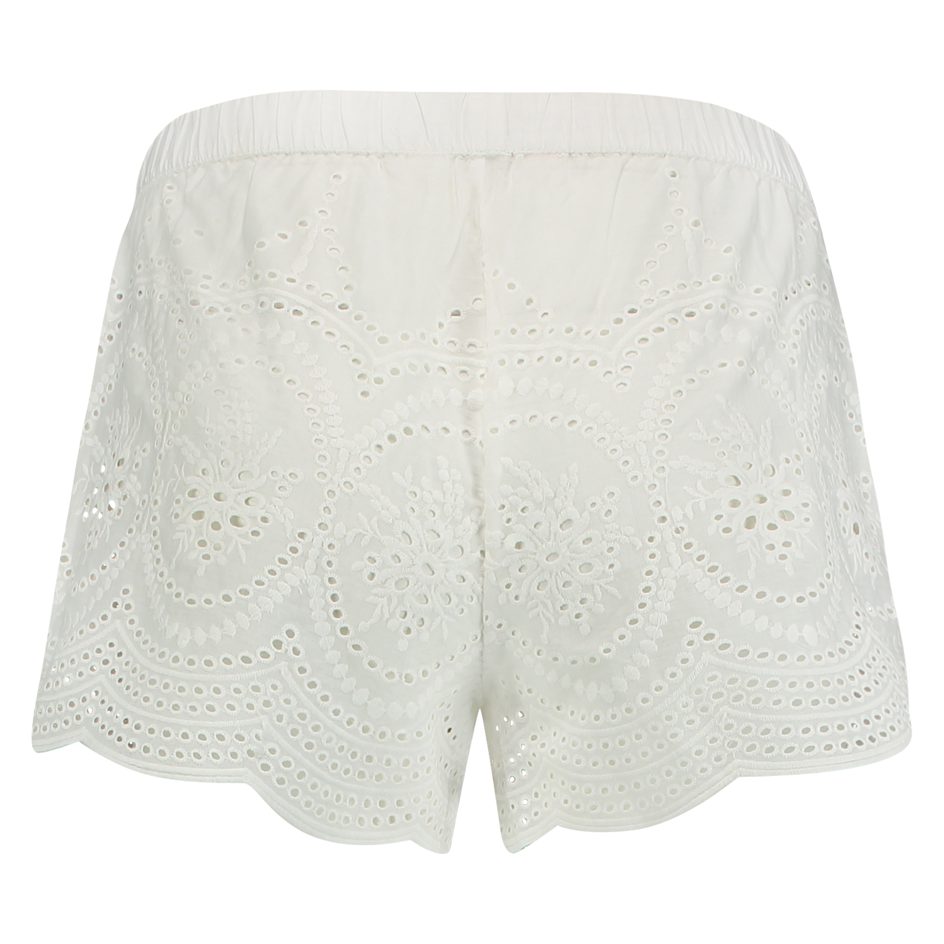Broderie Anglaise Pyjama Shorts , White, main