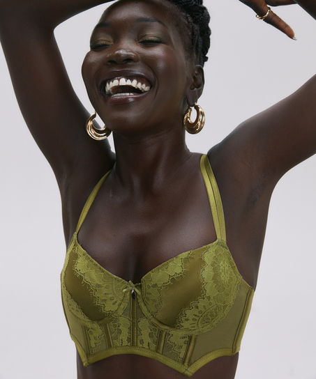 Amelie Padded Underwired Longline Bra, Green