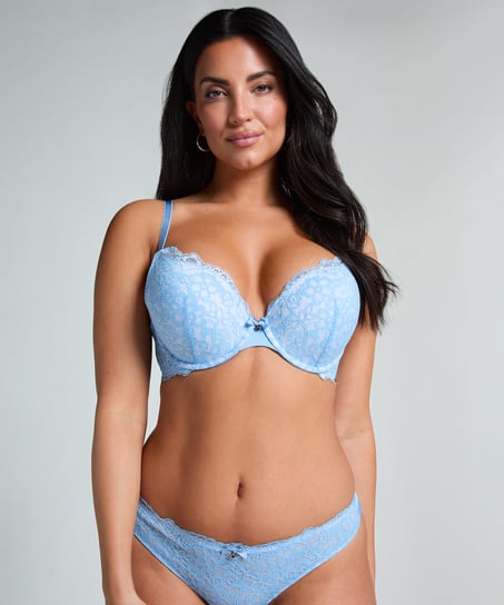Marine Padded Push-Up Underwired Bra, Blue