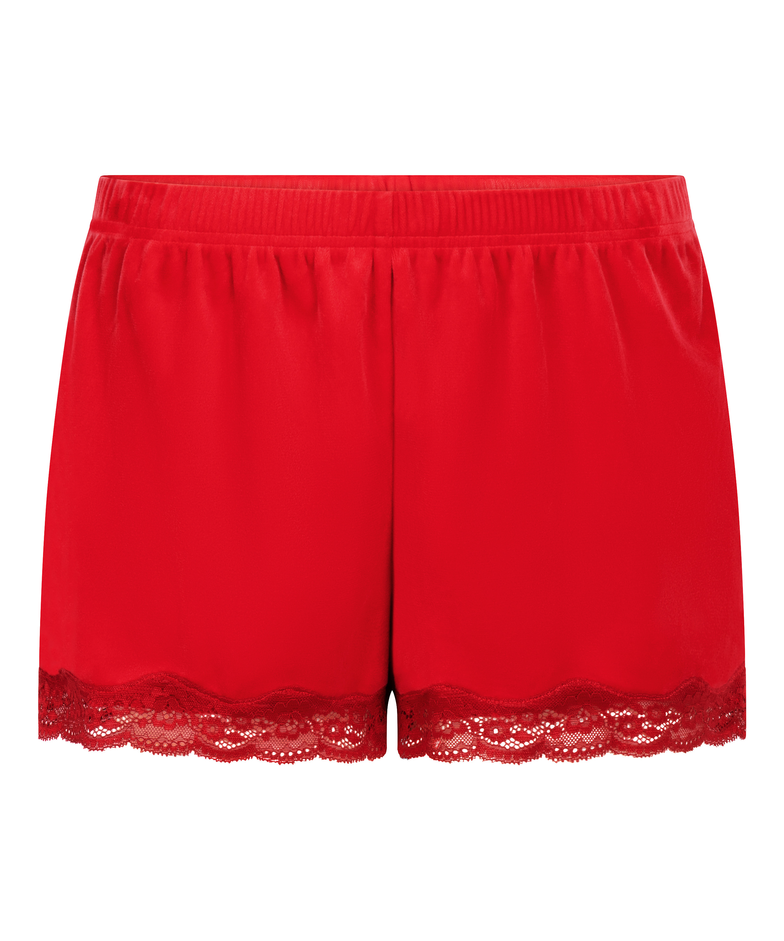Pyjama Short Velours Scallop Lace, Red, main
