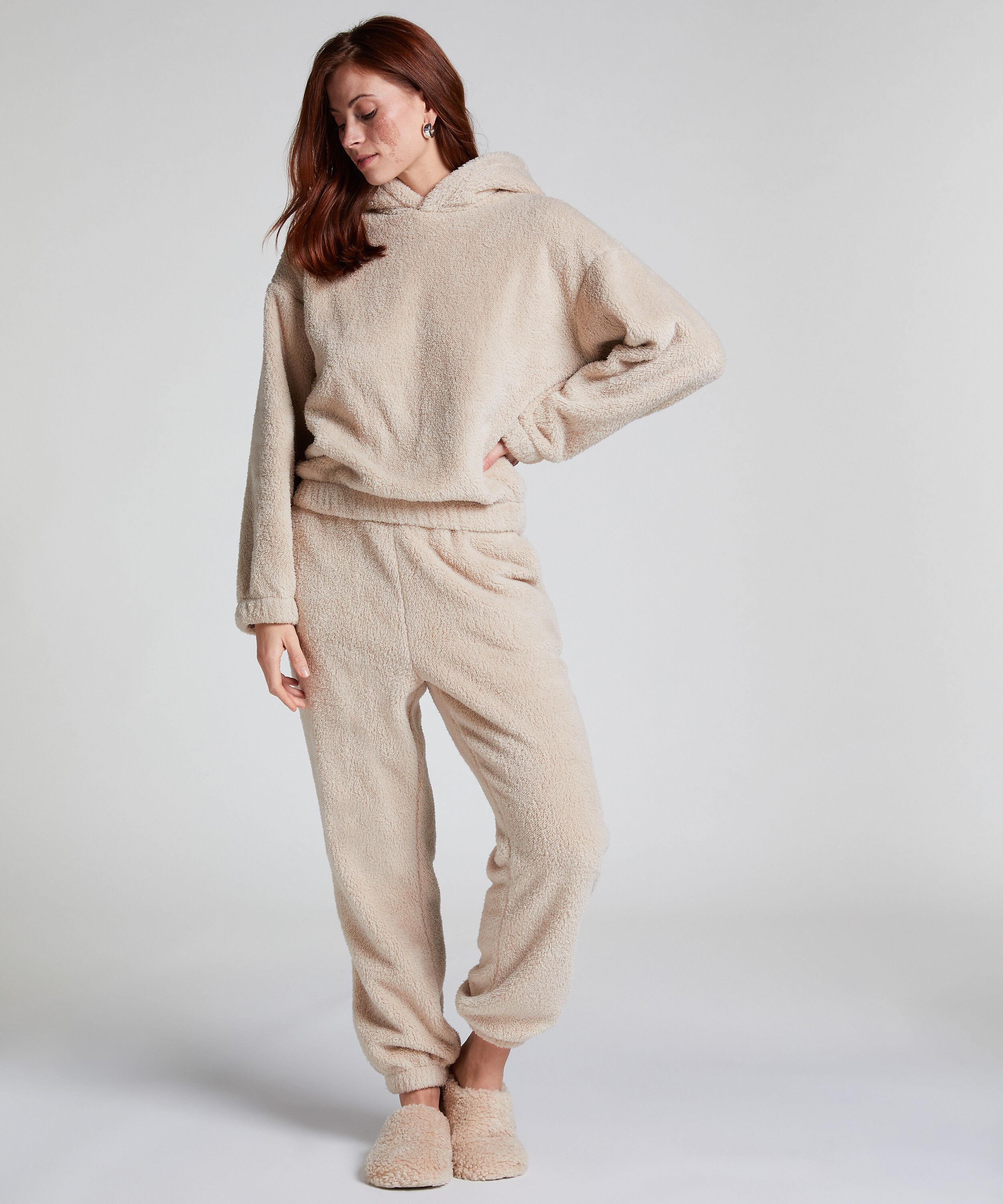 Snuggle Hoodie Fleece, Beige