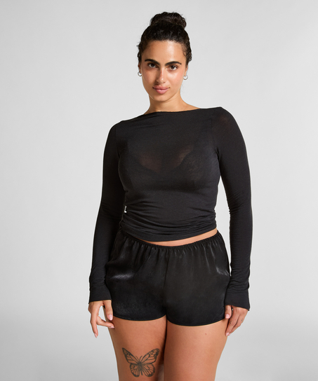 super soft Boatneck shirt with Cashmere, Black