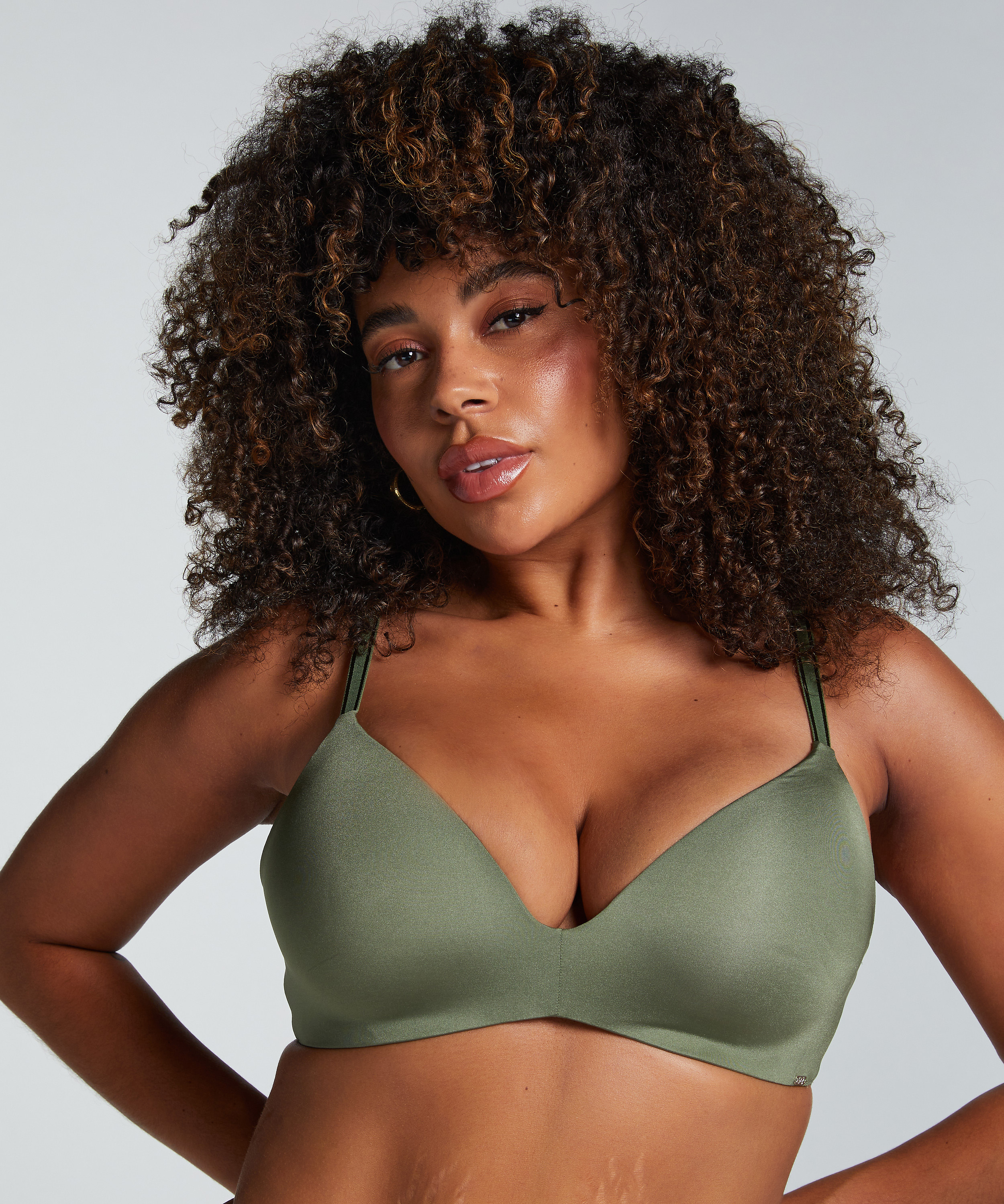 Mona padded non-underwired bra, Green, main