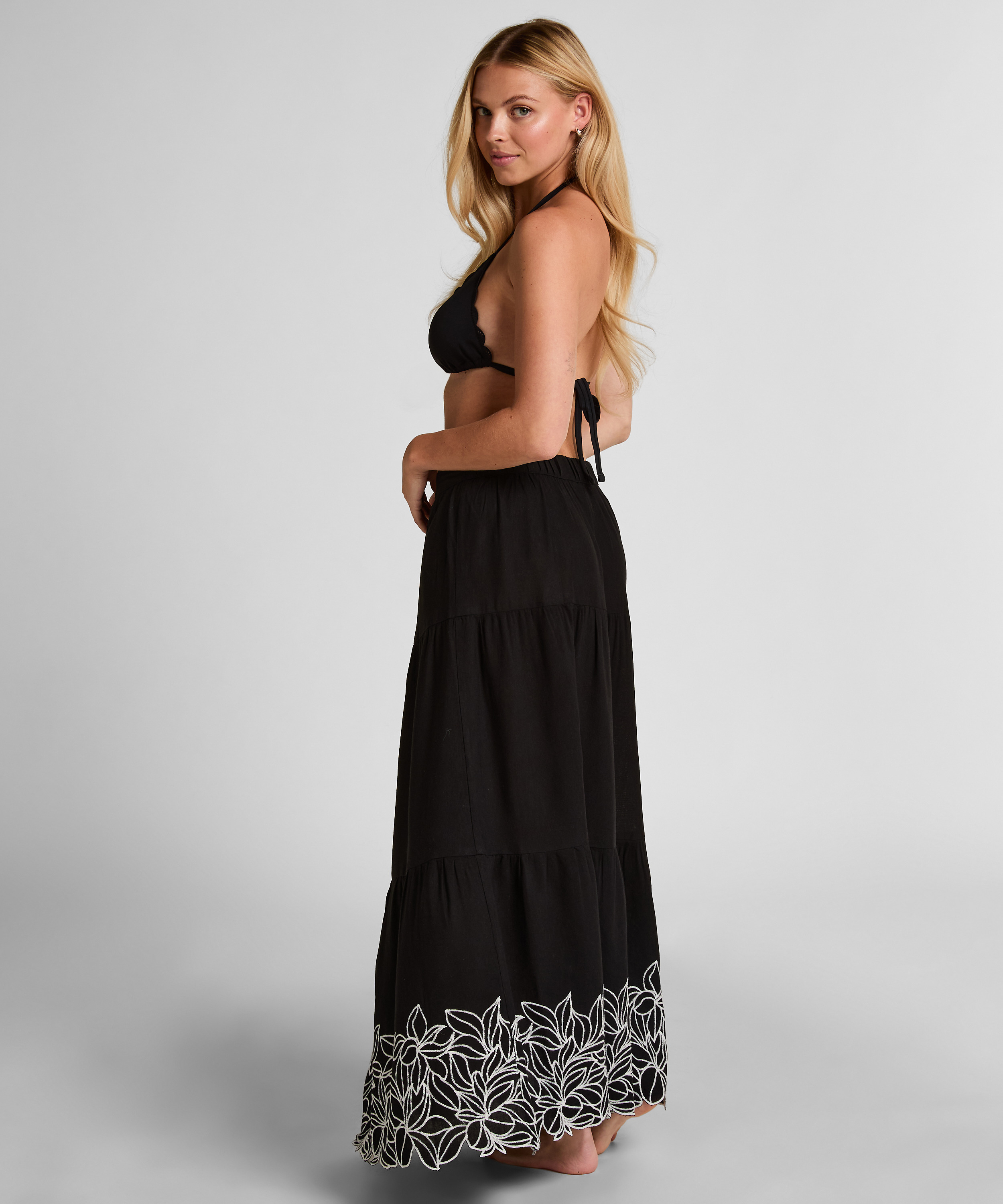 Embroiderd Skirt, Black, main