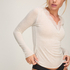 super soft Lace V-Neck shirt with Cashmere, White