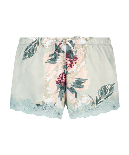 Satin Pyjama Shorts, Blue