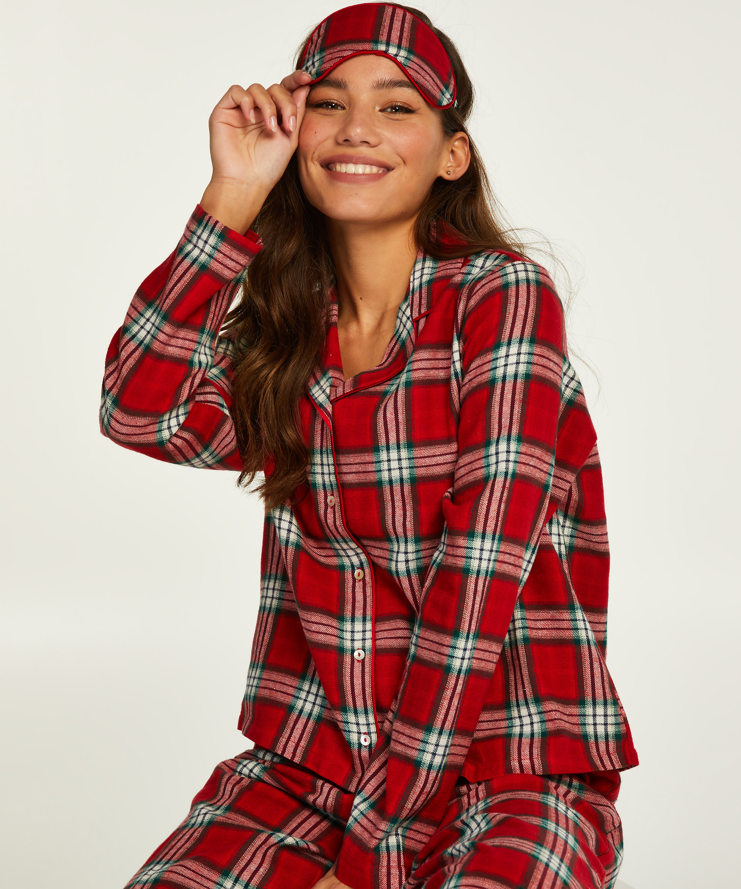 Twill Check Pyjama Set, Red, main