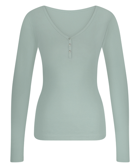 Long-Sleeved Pyjama Top, Green