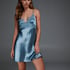 Silk Lace Slip Dress, Blue