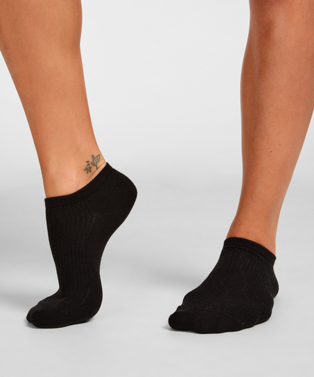 3-Pack Cotton Trainer Liner Socks, Black