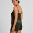 Velours Lace Cami Top, Green