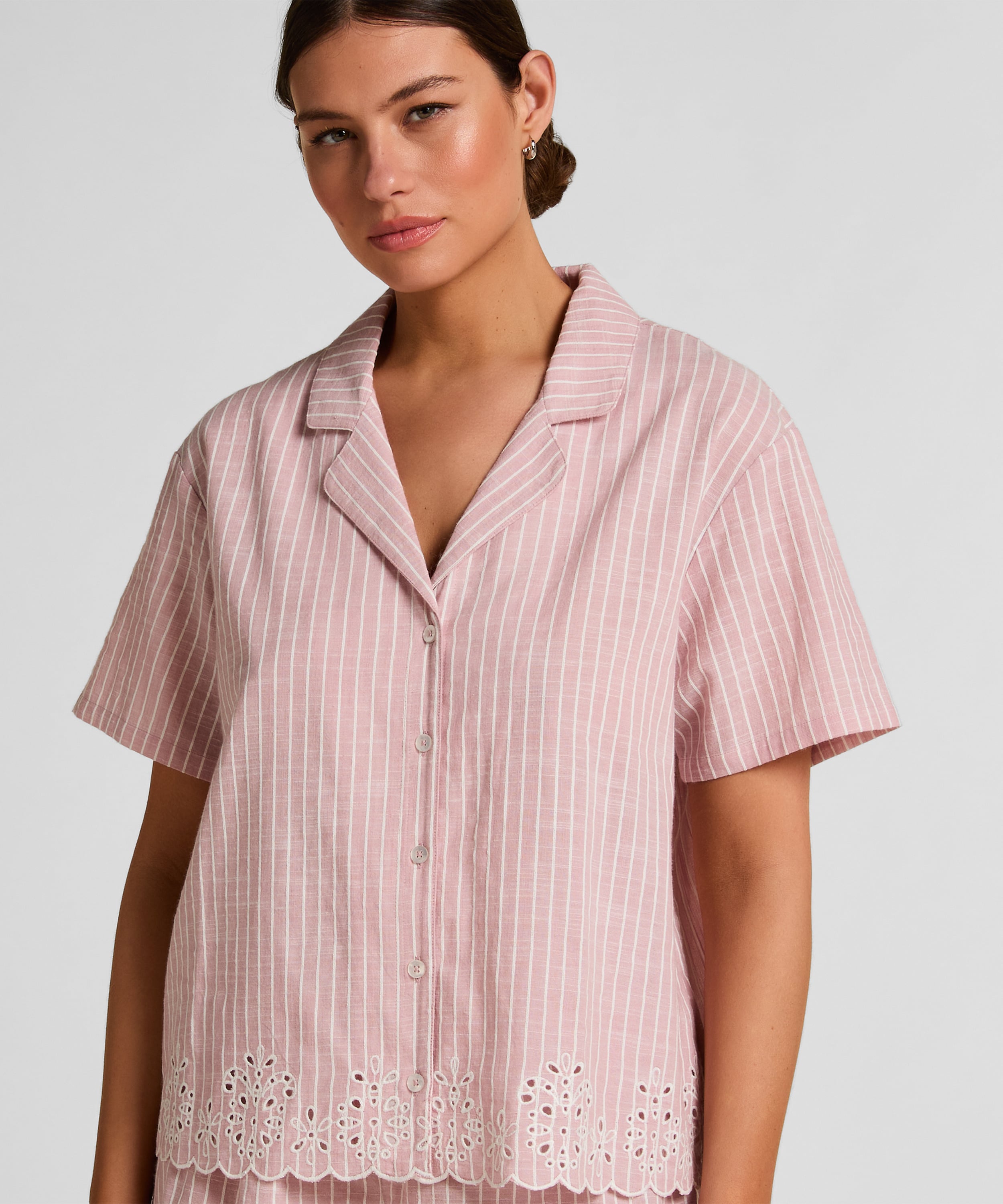 Striped Pyjama Jacket, Pink, main