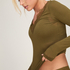 super soft Lace V-Neck shirt with Cashmere, Green