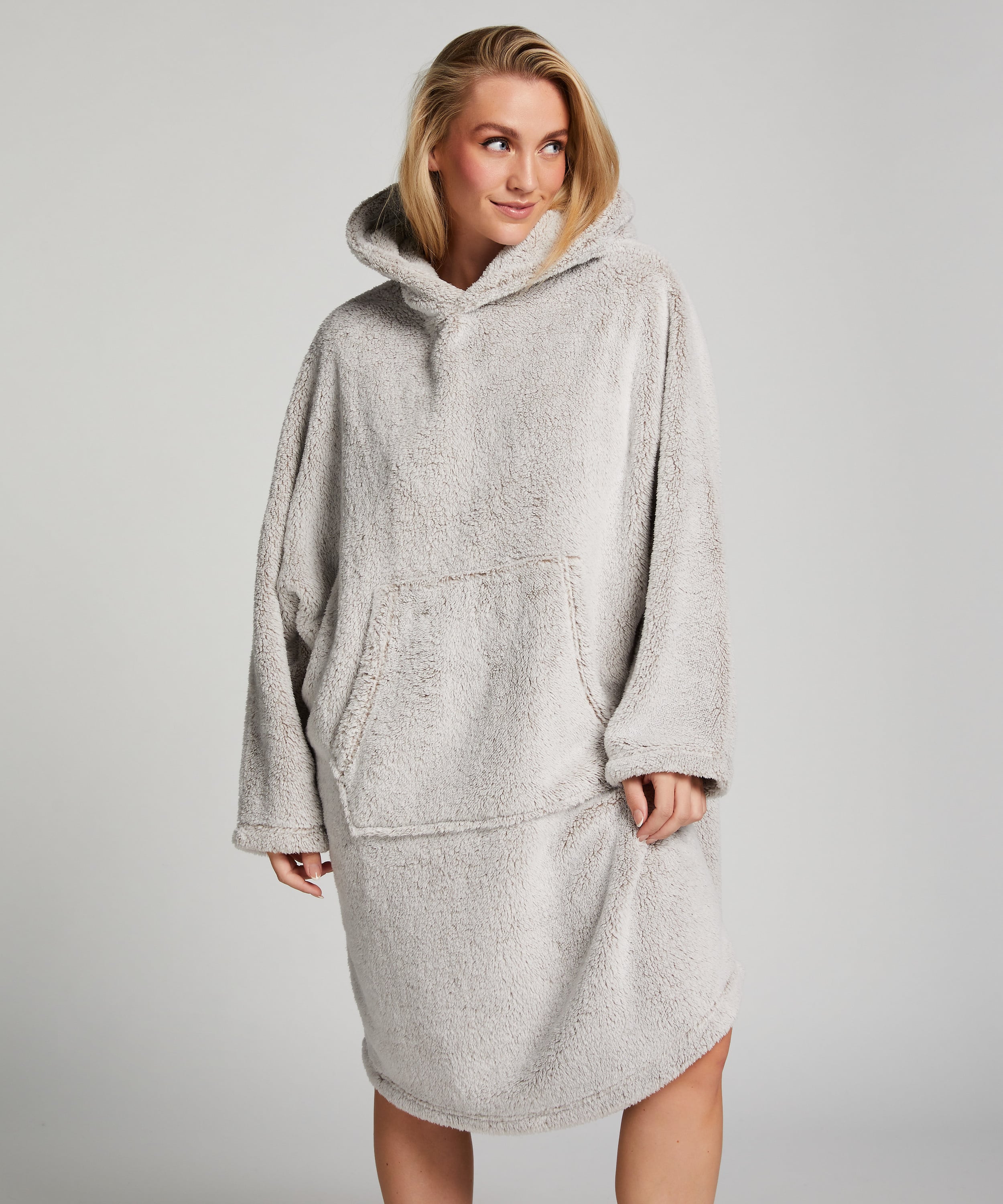 Flannel Fleece Hoodie, Gray, main