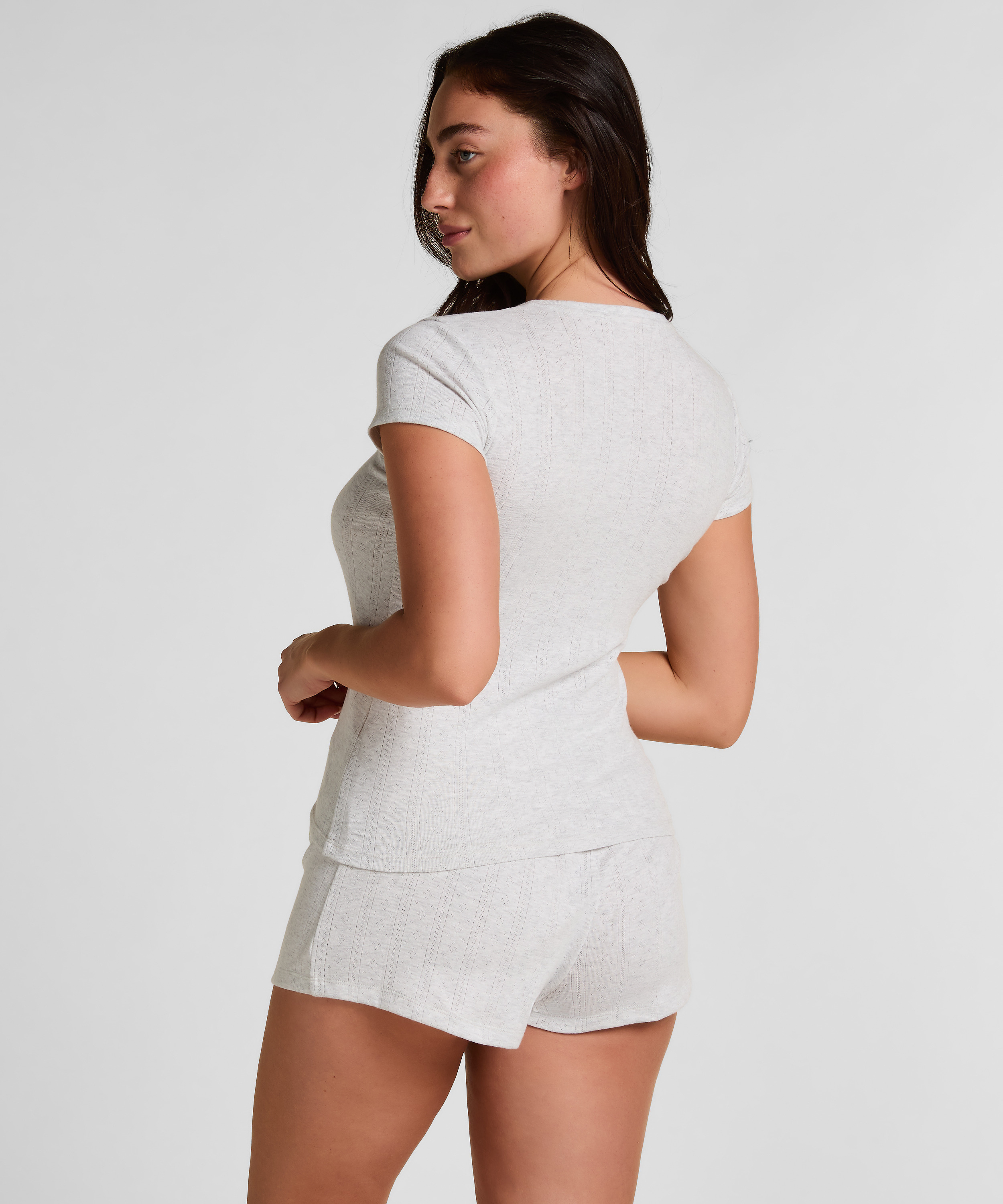Pointelle Top, Gray, main