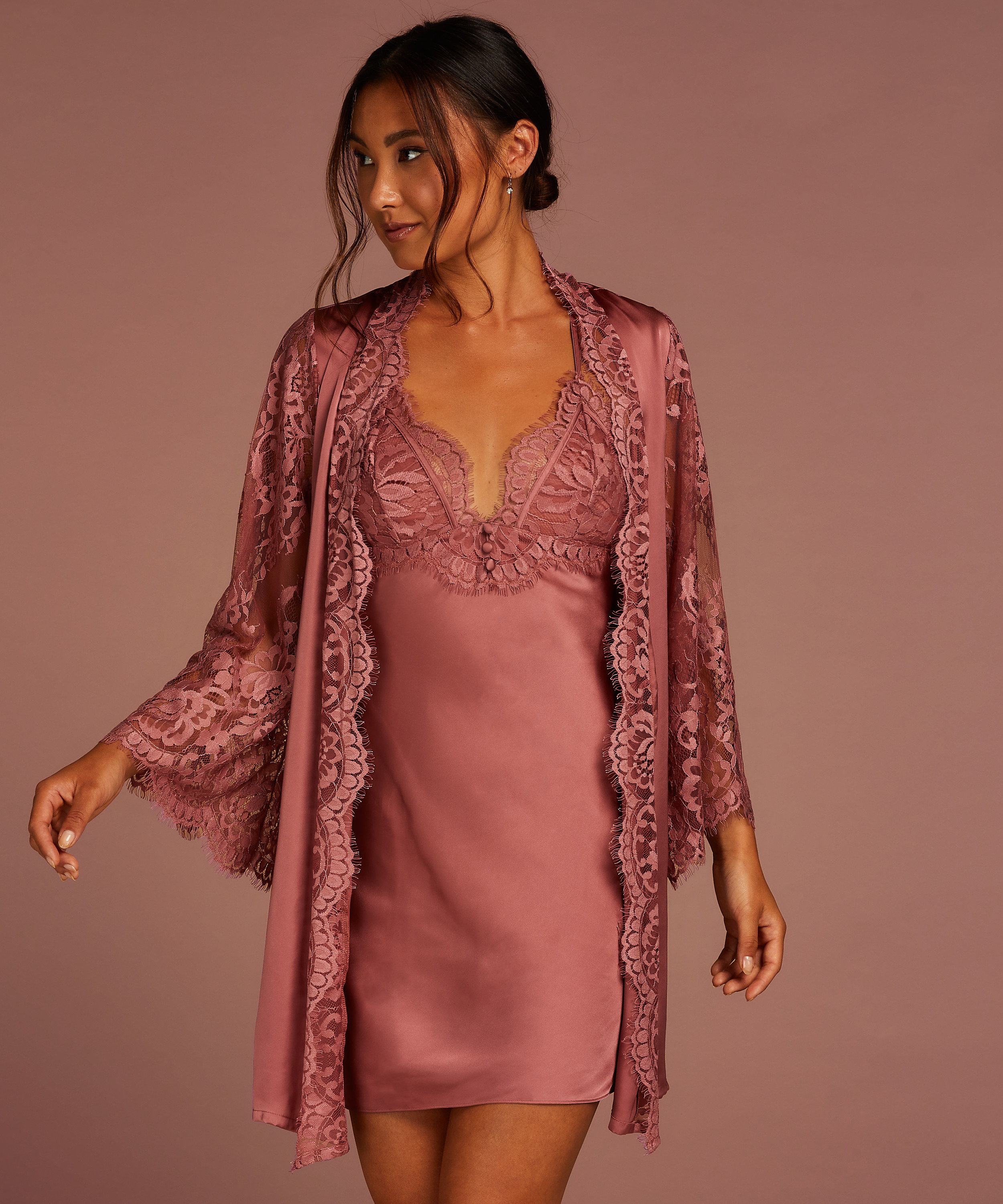 All-Over Lace Kimono, Pink, main
