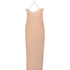 Long Satin Slip Dress, Beige