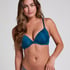 Plunge Padded Underwired Bra, Blue