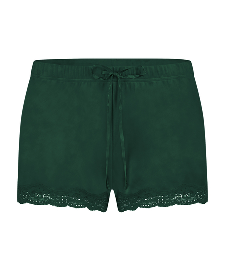 Velvet lace shorts, Green