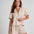 Short Linen Check, White