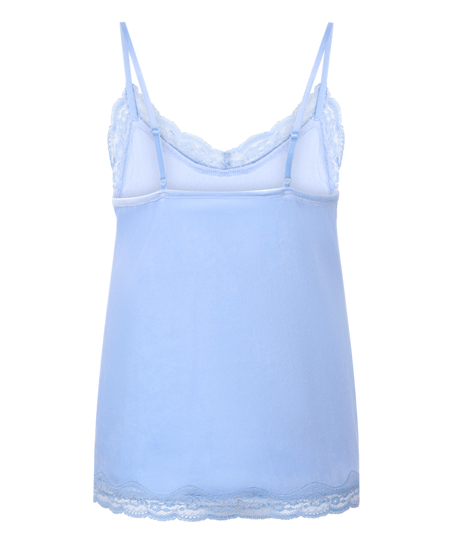 Velours Lace Cami Top, Blue