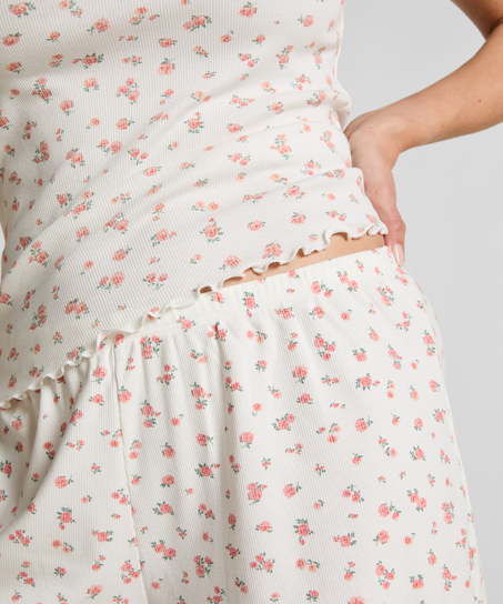 Ribbed Pyjama Shorts, White