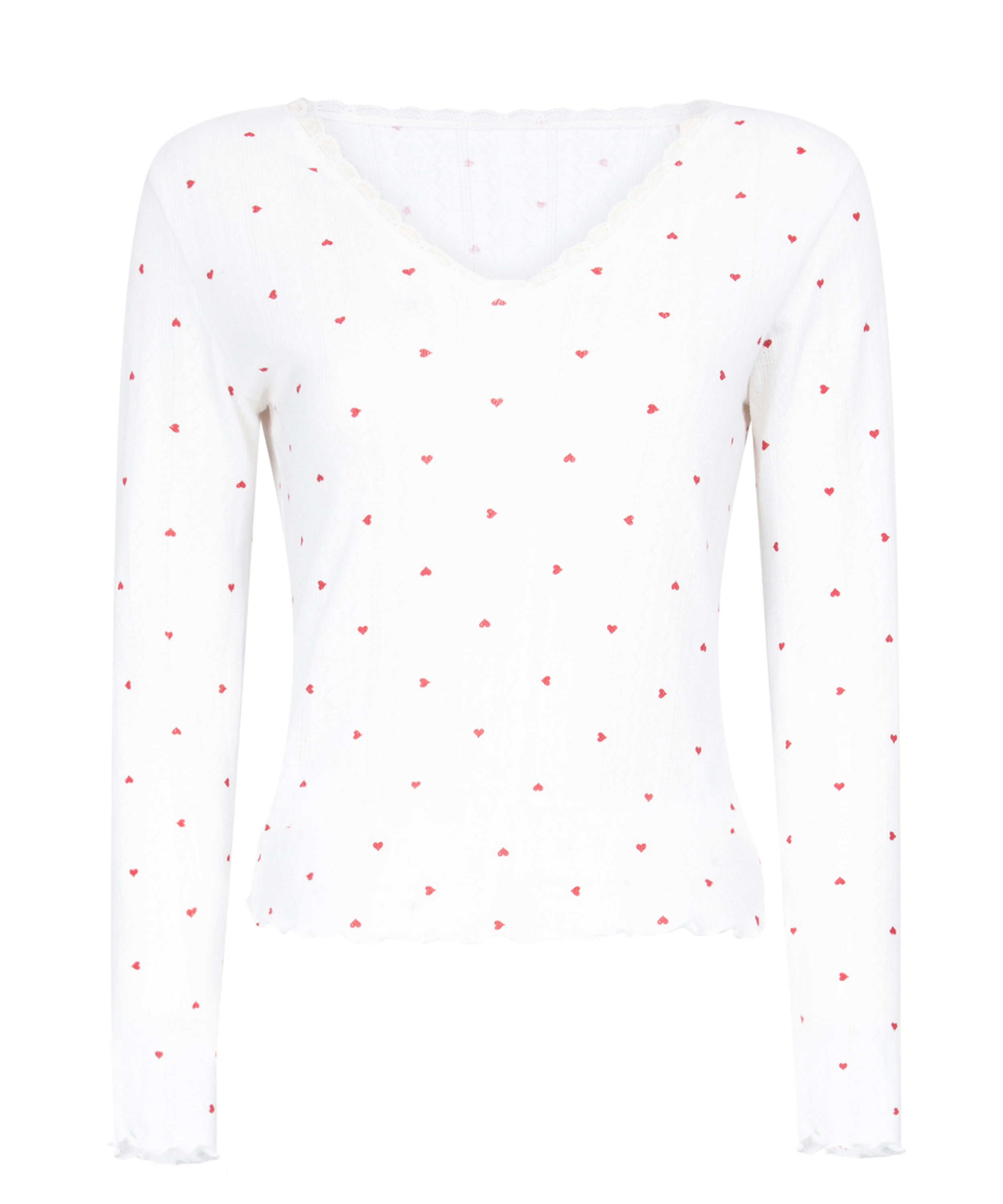Pointelle Pyjama Top, White, main