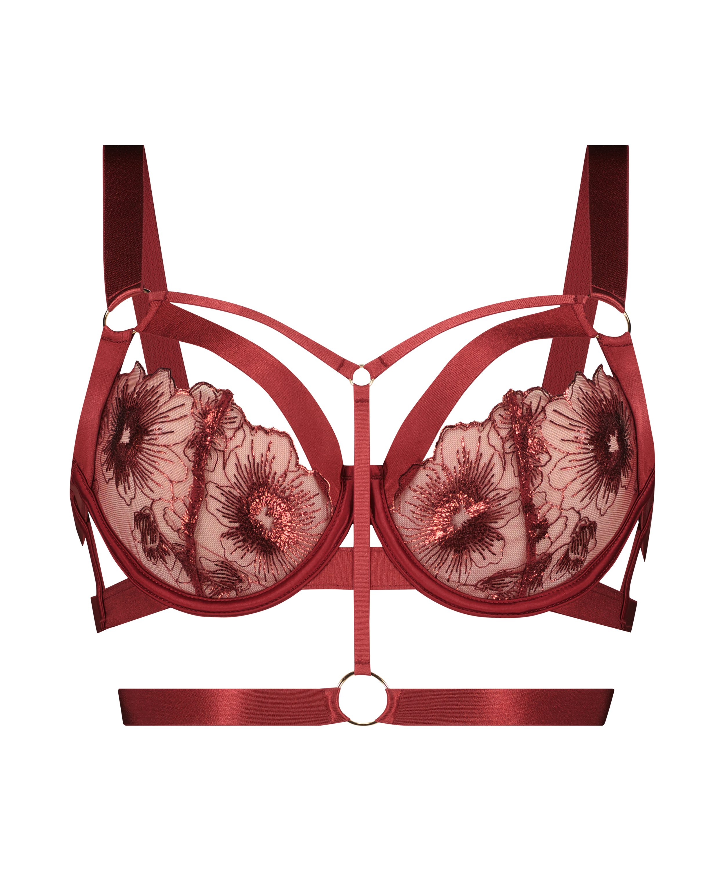 Oxana Non-Padded Longline Underwired Bra, Red, main