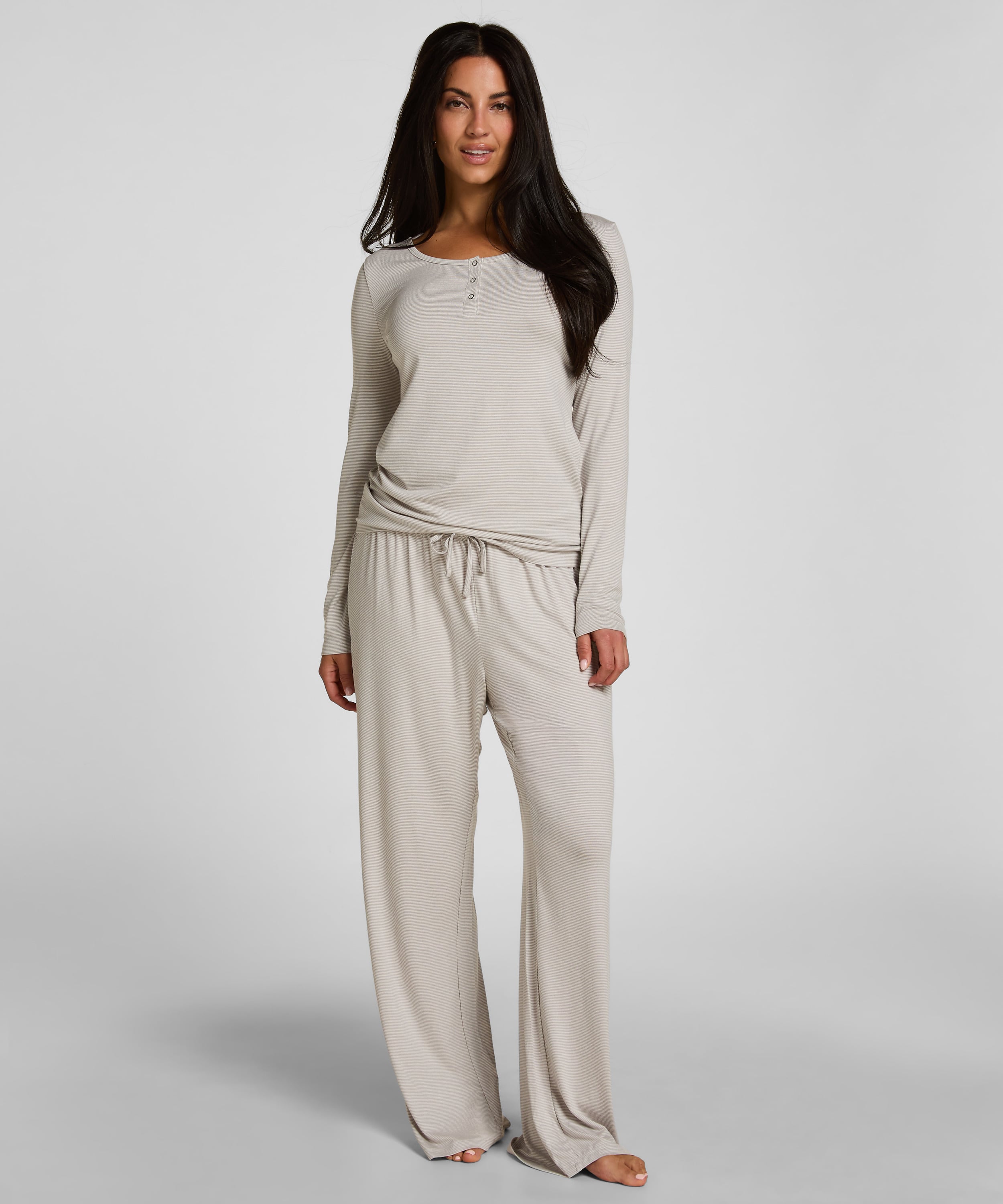 Pyjama Top Thin Stripe, Gray, main