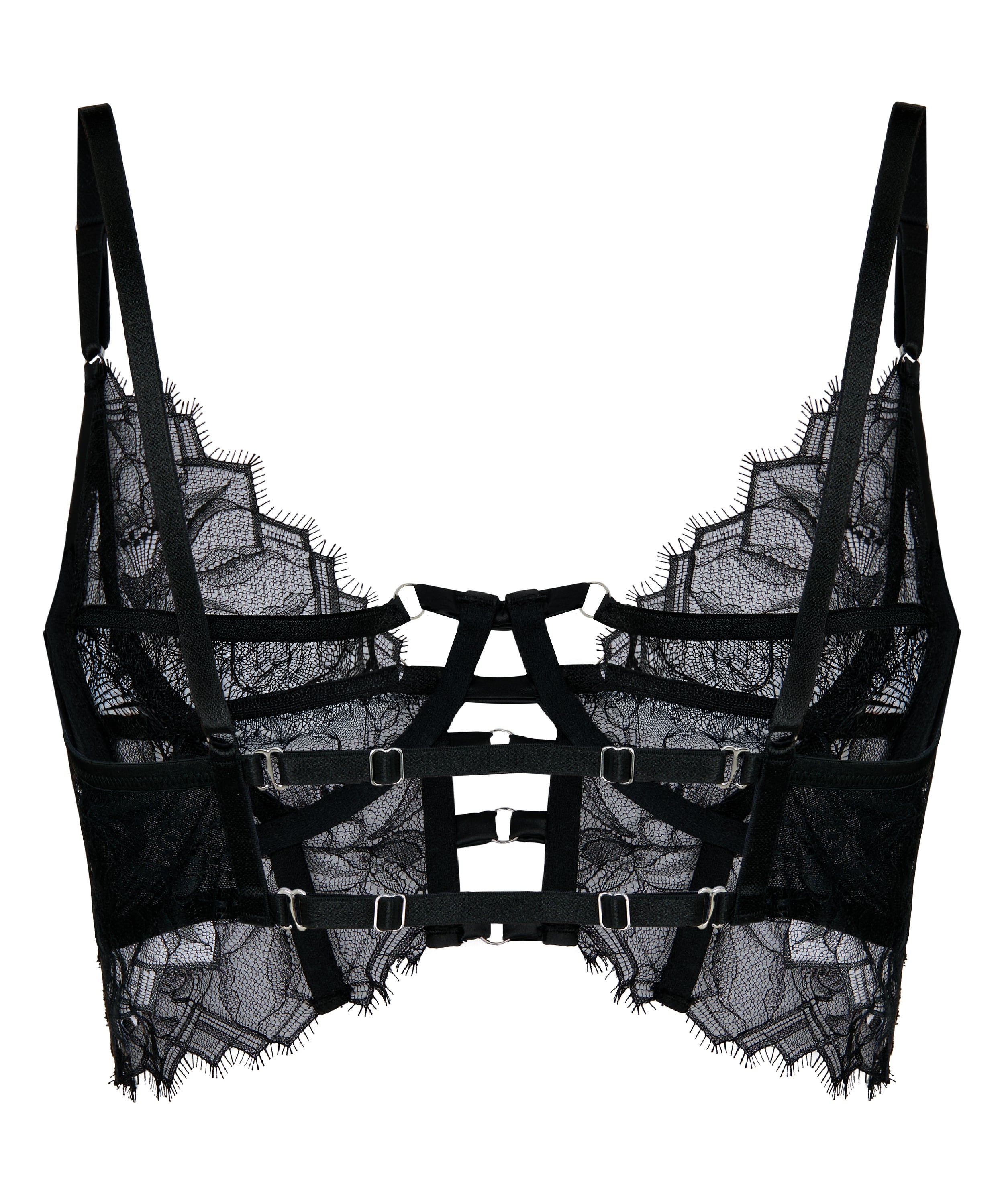 Non-Padded Underwired Longline Bra Bea, Black, main