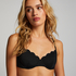 Scallop non-padded underwire bikini top, Black