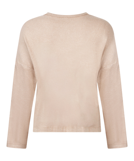 Jersey Long-Sleeved Pyjama Top, Beige
