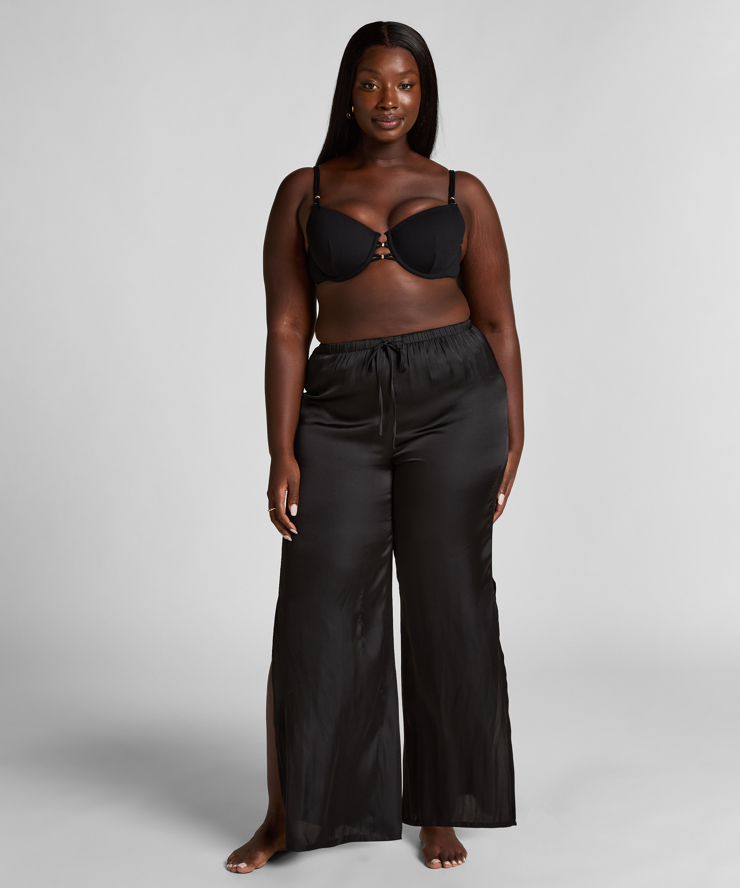 Beach Satin Pant, Black, main