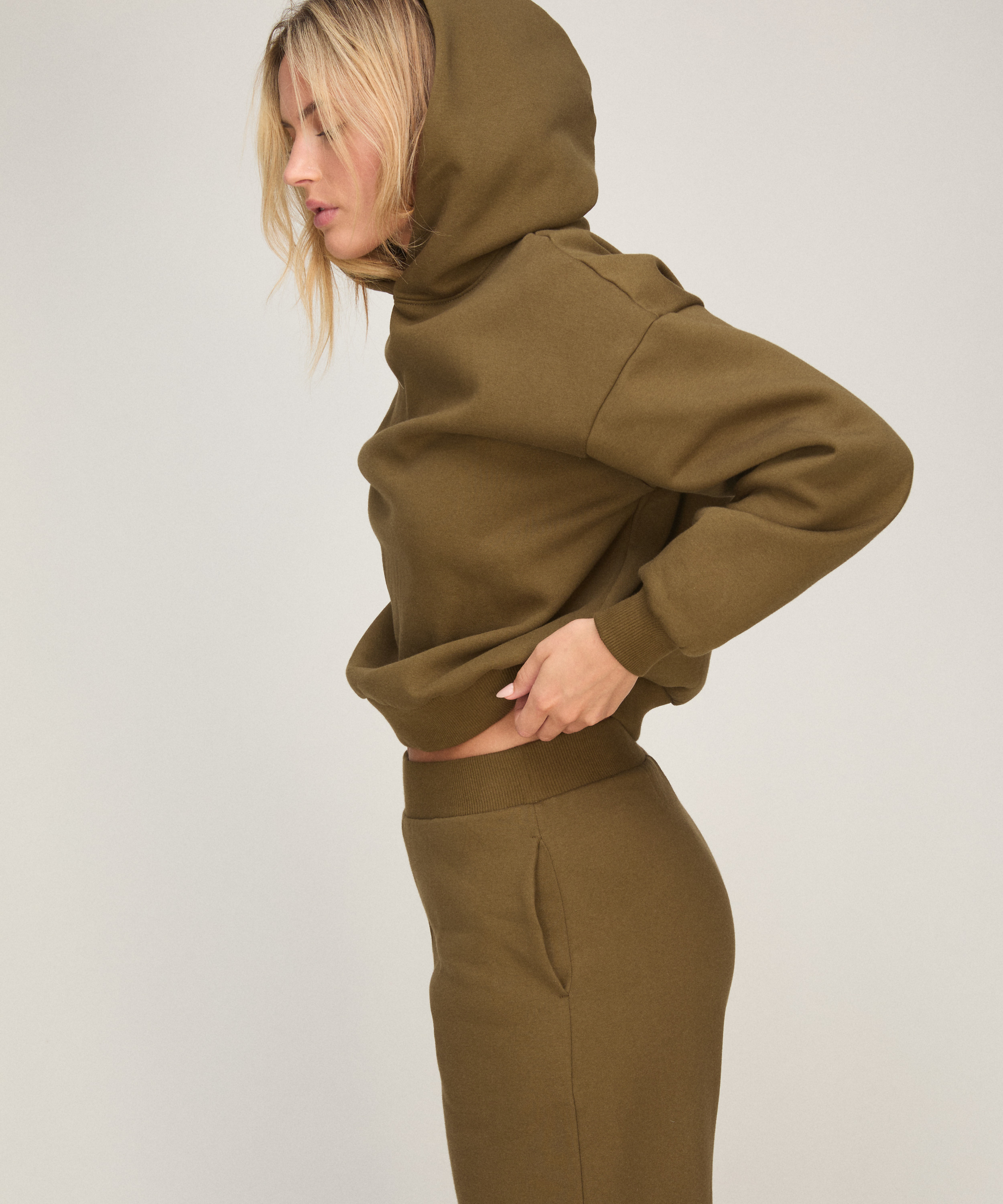 Hoodie brushed sweat, Green, main