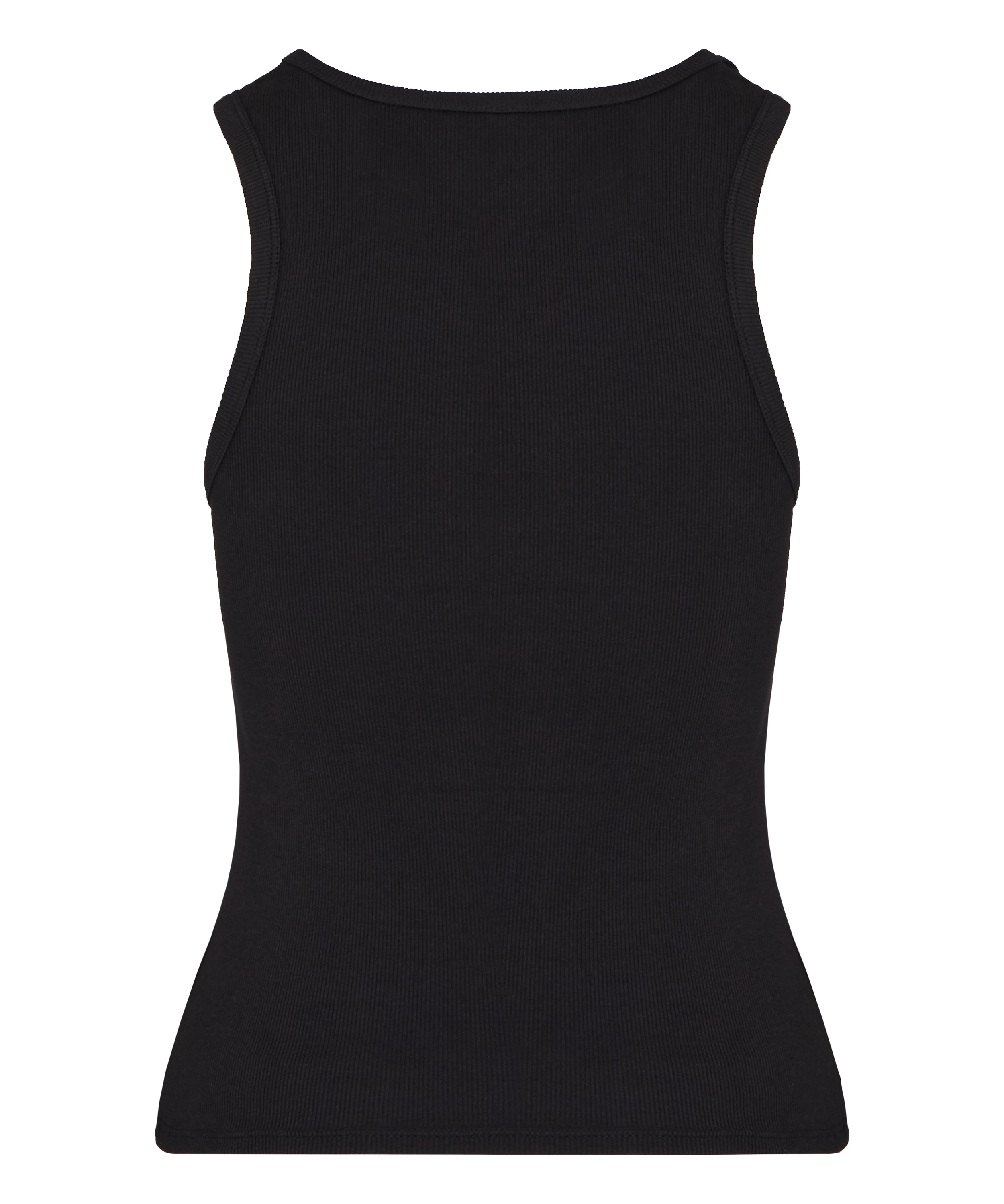 Singlet tanktop cotton rib, Black, main