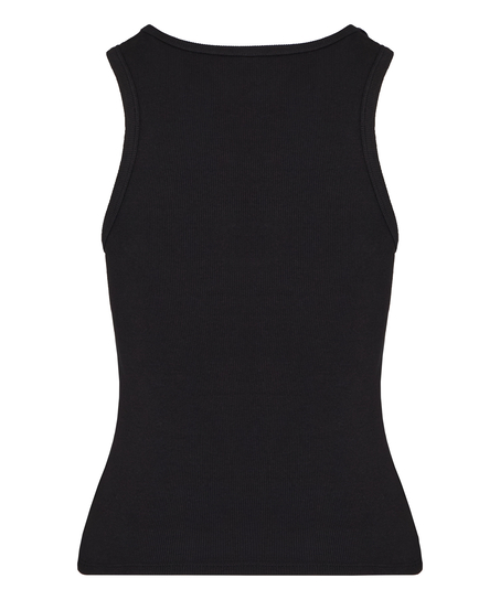 Singlet tanktop cotton rib, Black