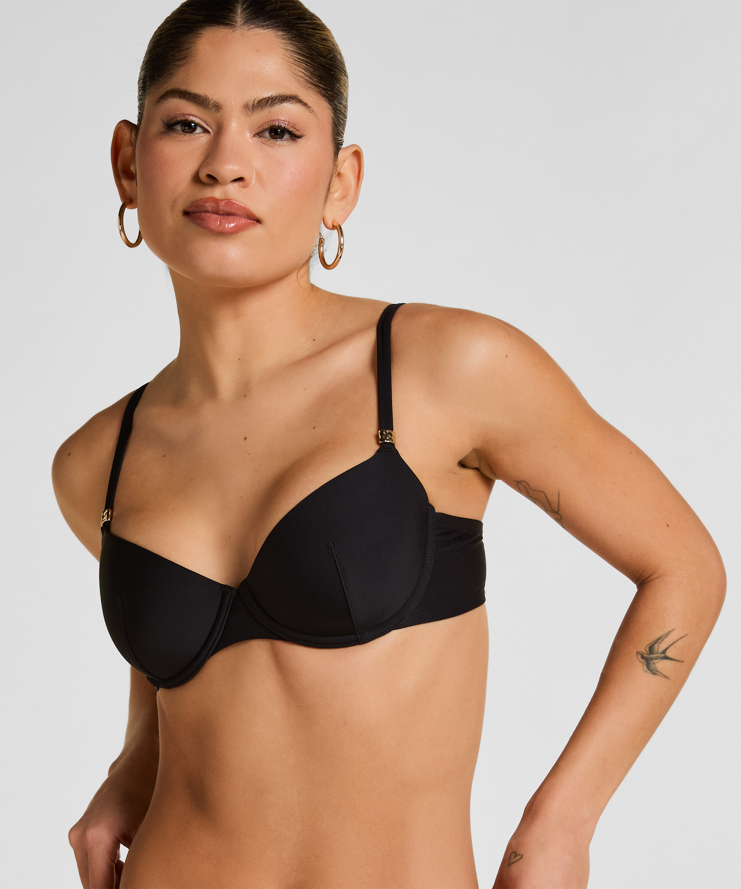 Luxe Padded Underwired Bikini Top, Black, main