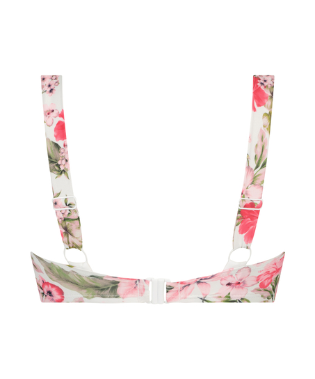 Tropical Padded Bandeau Bikini Top, White