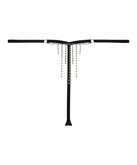 Samantha High Leg Thong, Black