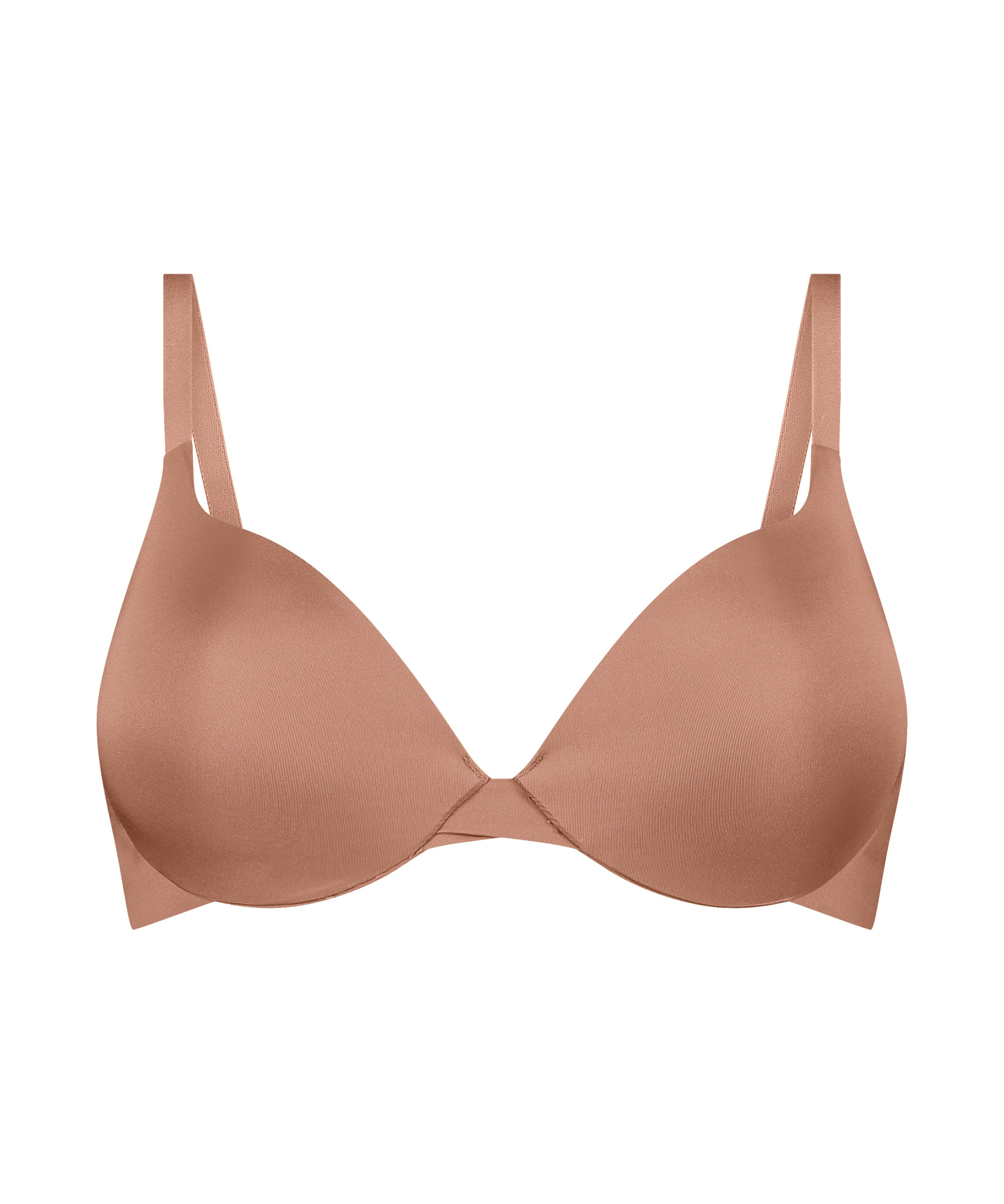 Smooth Padded Underwired Push-Up Bra, Brown, main