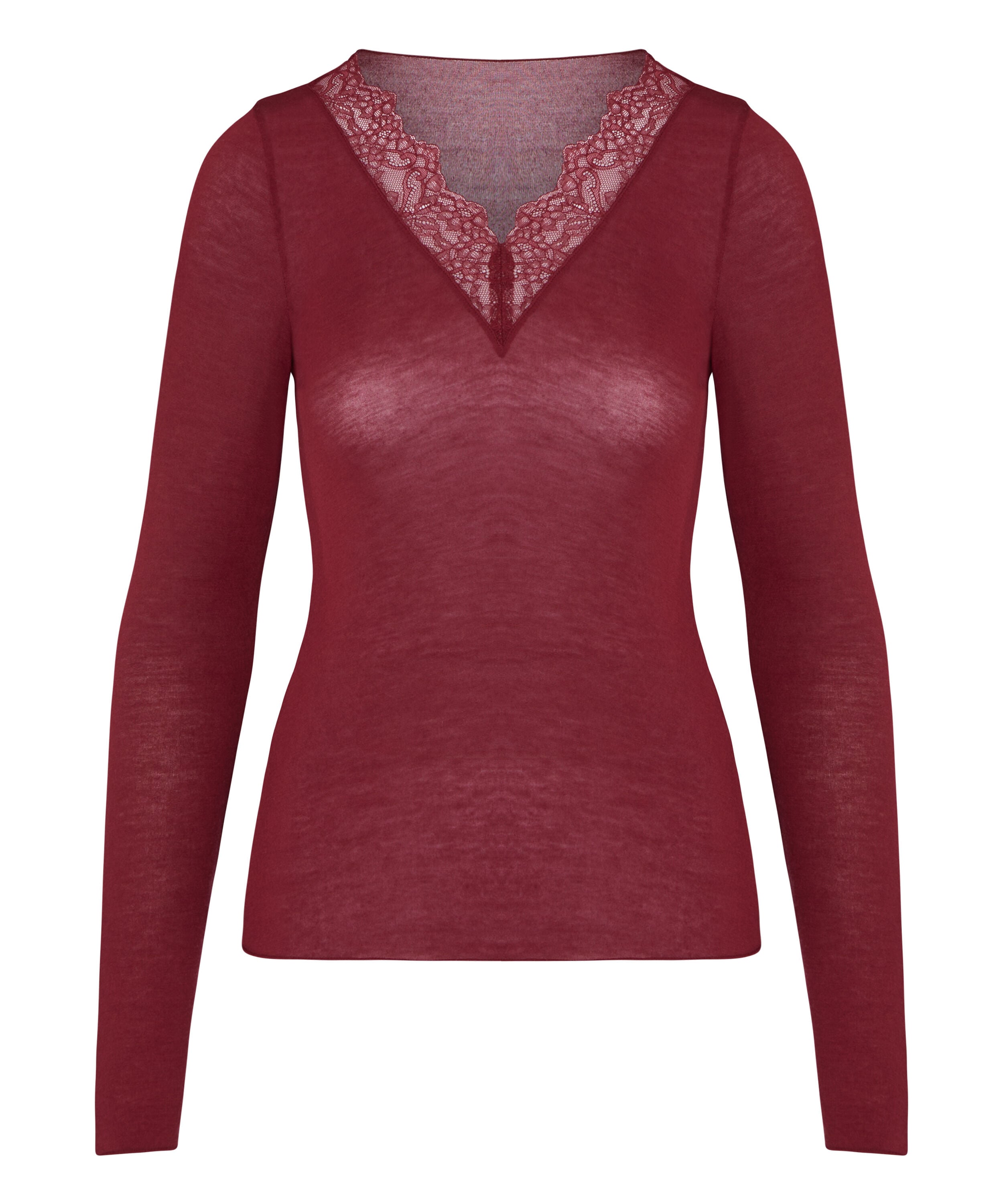 super soft Lace V-Neck shirt with Cashmere, Red